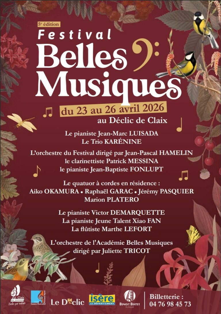 Le FESTIVAL BELLES MUSIQUES revient pour une 5ème édition au Déclic à Claix